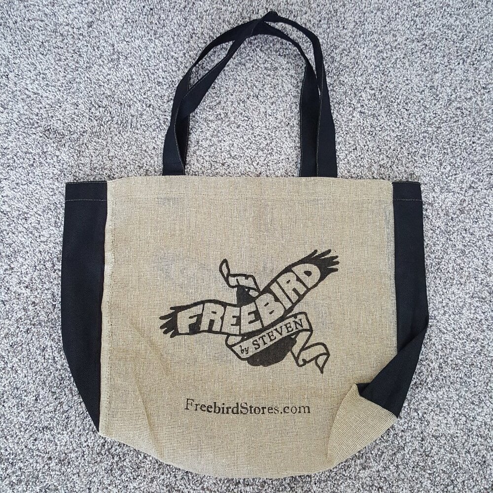 NEW Freebird by Steven Burlap Jute Tote Bag Reusable Shoulder Straps